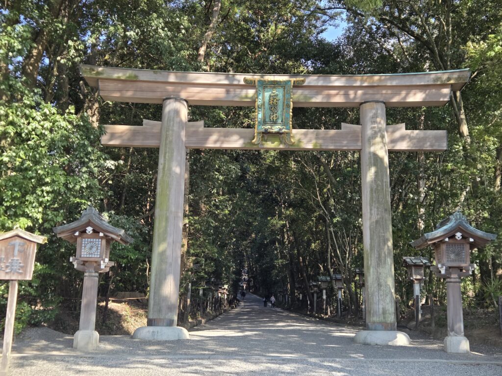 Torii gate at Omiwa Shrine in Sakurai, Nara, Japan
